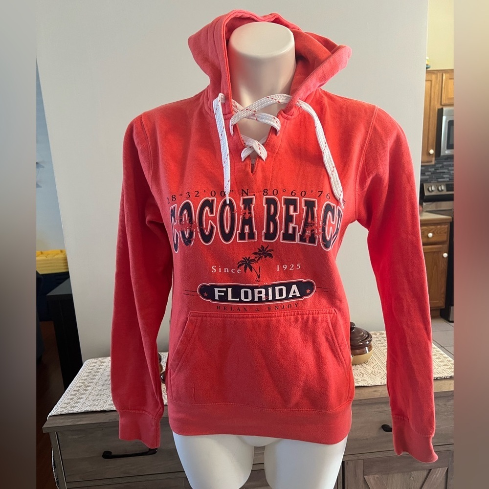 Pacific & Co Cocoa Beach Florida salmon hooded sweatshirt